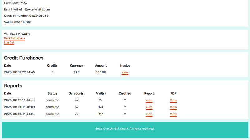 and view full details of all your invoices and reports