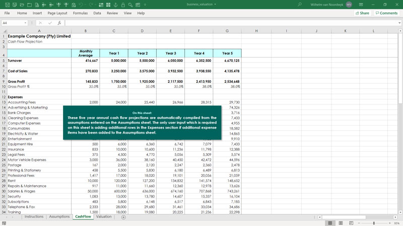 Business Valuation Template Excel Skills