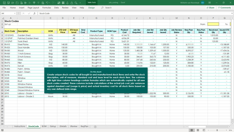 Excel Job Costing Template Free Download