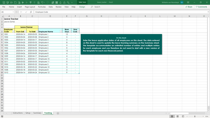 Annual Leave Template Excel