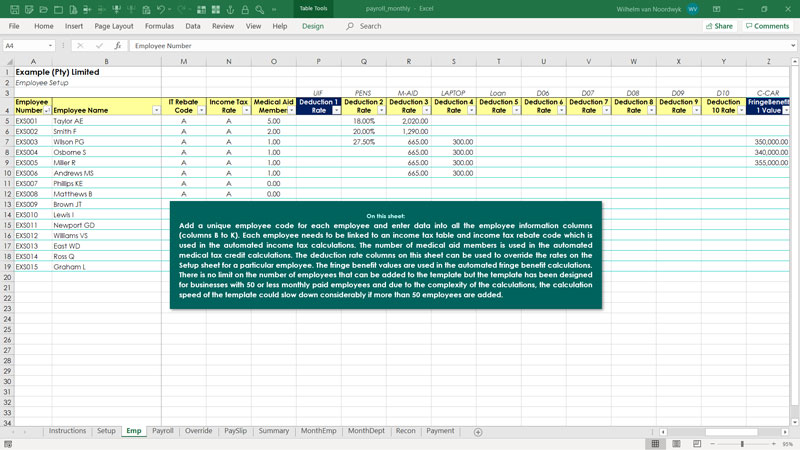 payroll system excel template