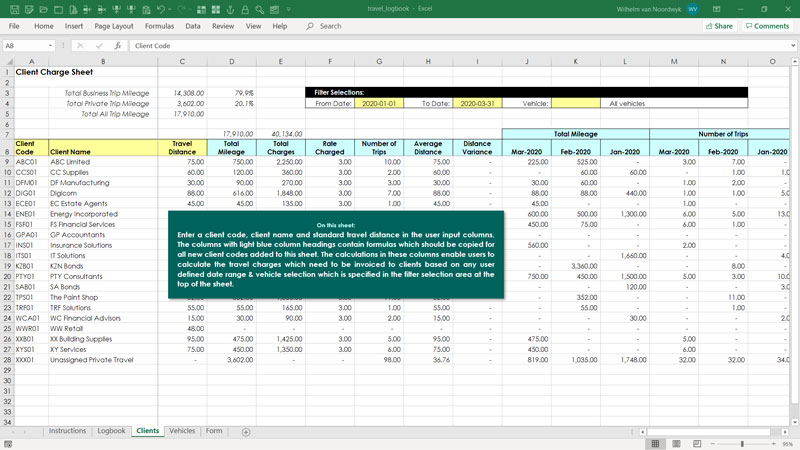 Business Logbook Template ~ MS Excel Templates