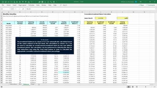 annuity investment return template