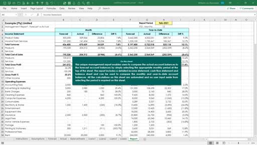 cf monthly - forecast vs actual template