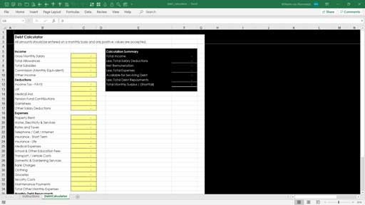 debt calculator template