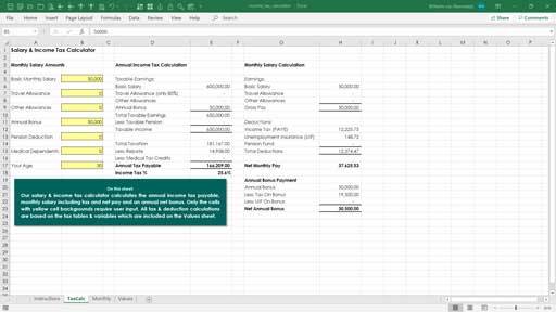 income tax calculations template