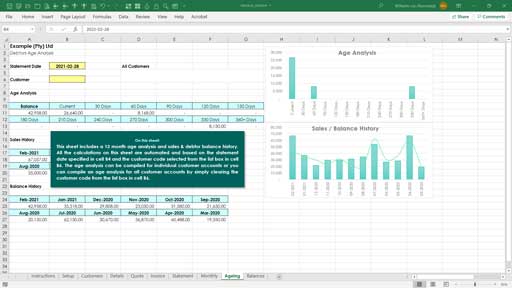 invoice & debtors - service based template