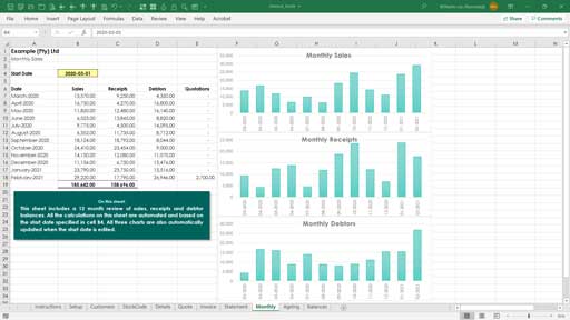 invoice & debtors - trade based template