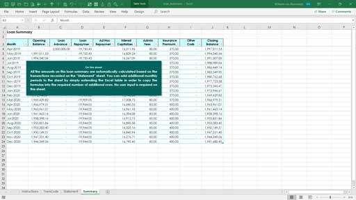 loan account statement template