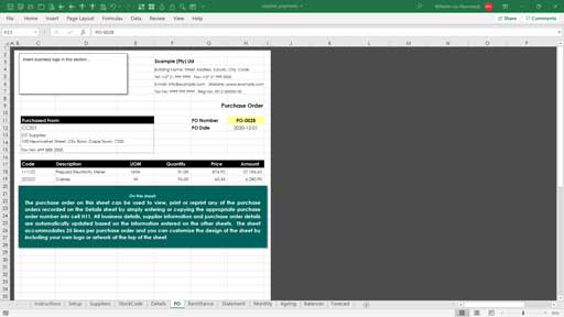 purchases & supplier payments template